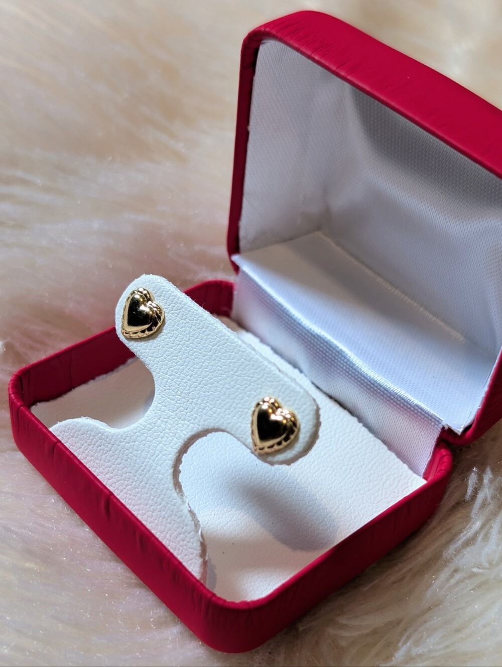Real 14K Gold Heart Stud Earrings